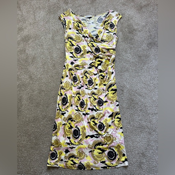 Versace Printed Knee Lenght Dress Short Sleeve Cowl Neck - Picture 1 of 9